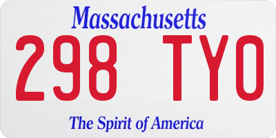 MA license plate 298TY0
