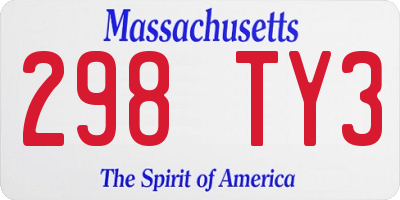 MA license plate 298TY3