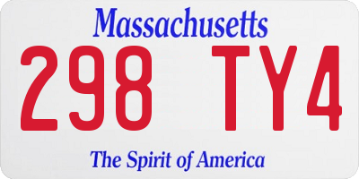 MA license plate 298TY4