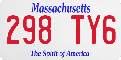 MA license plate 298TY6