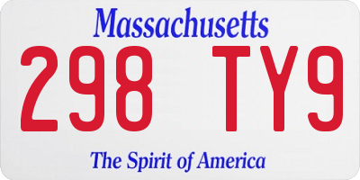 MA license plate 298TY9