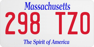 MA license plate 298TZ0