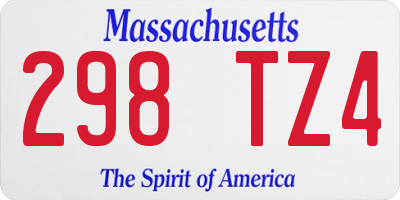 MA license plate 298TZ4