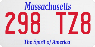 MA license plate 298TZ8