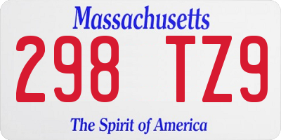 MA license plate 298TZ9
