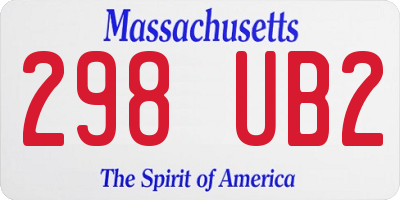MA license plate 298UB2