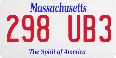 MA license plate 298UB3
