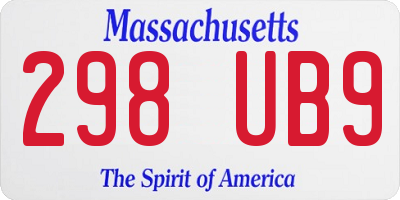 MA license plate 298UB9