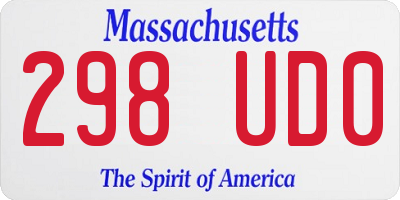 MA license plate 298UD0