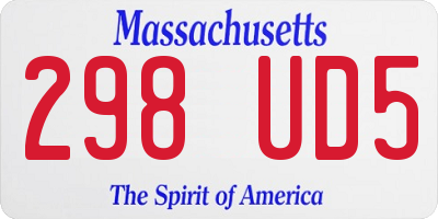 MA license plate 298UD5