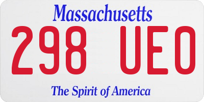 MA license plate 298UE0