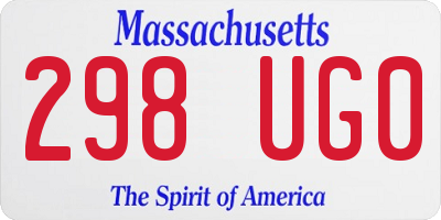MA license plate 298UG0