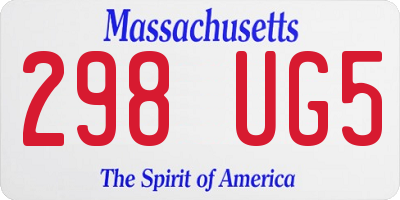 MA license plate 298UG5