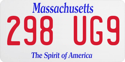 MA license plate 298UG9