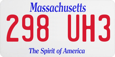 MA license plate 298UH3