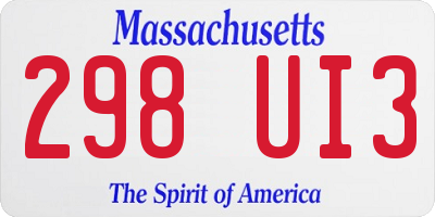 MA license plate 298UI3