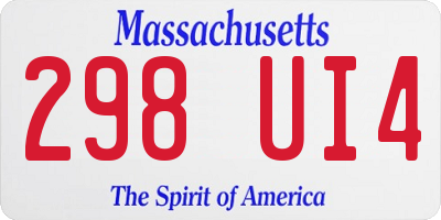 MA license plate 298UI4