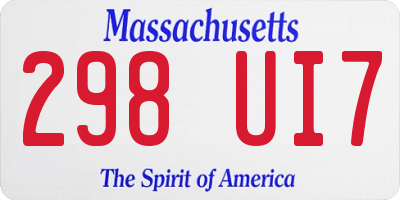 MA license plate 298UI7