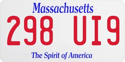 MA license plate 298UI9