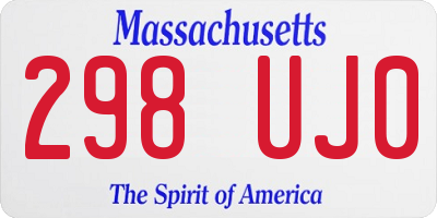 MA license plate 298UJ0