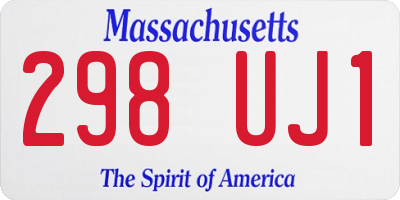 MA license plate 298UJ1