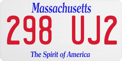 MA license plate 298UJ2