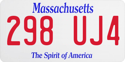 MA license plate 298UJ4