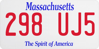 MA license plate 298UJ5