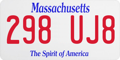 MA license plate 298UJ8