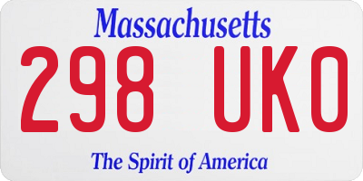 MA license plate 298UK0