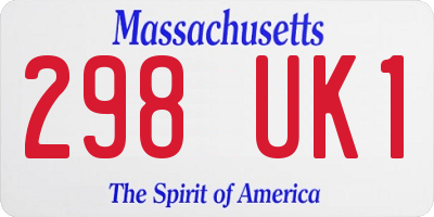 MA license plate 298UK1