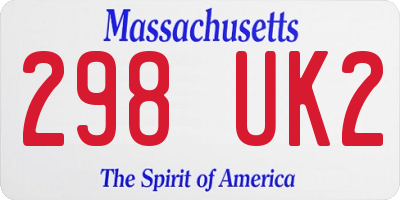 MA license plate 298UK2