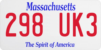 MA license plate 298UK3