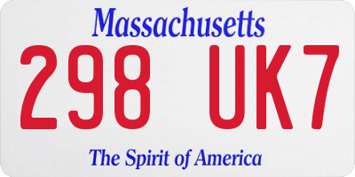 MA license plate 298UK7