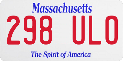 MA license plate 298UL0