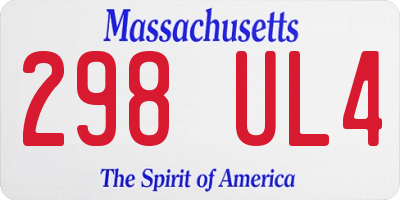 MA license plate 298UL4