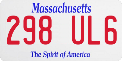 MA license plate 298UL6