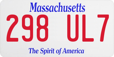 MA license plate 298UL7