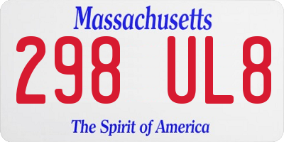 MA license plate 298UL8