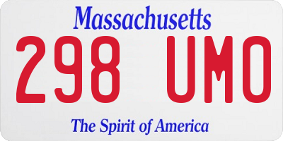 MA license plate 298UM0