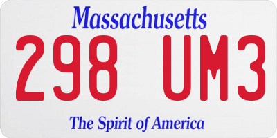 MA license plate 298UM3