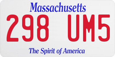 MA license plate 298UM5