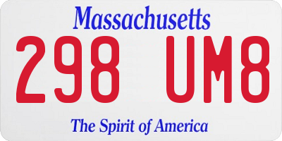MA license plate 298UM8