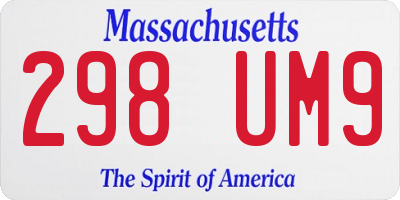MA license plate 298UM9