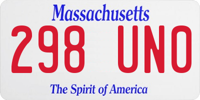 MA license plate 298UN0