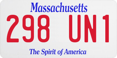 MA license plate 298UN1