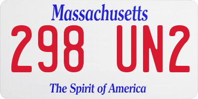 MA license plate 298UN2