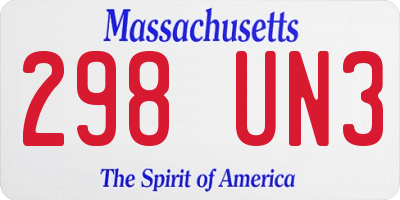 MA license plate 298UN3
