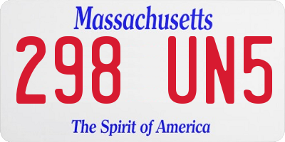 MA license plate 298UN5