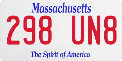 MA license plate 298UN8